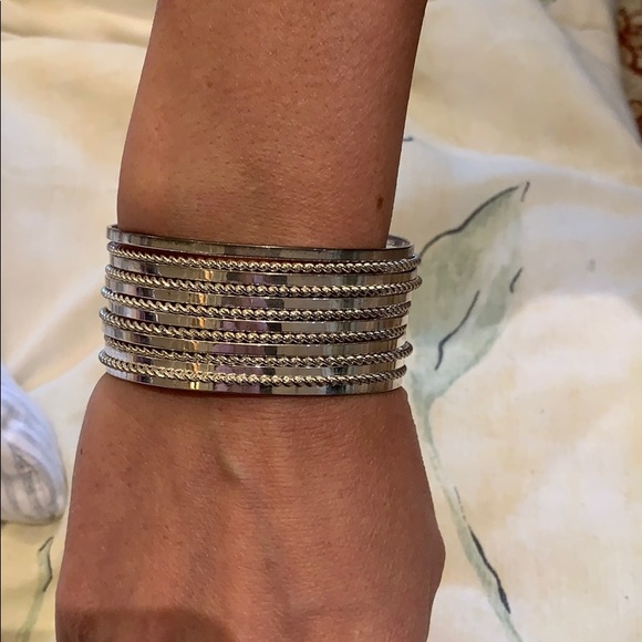 Sterling Silver multi layered Bangle bracelet - Picture 3 of 4